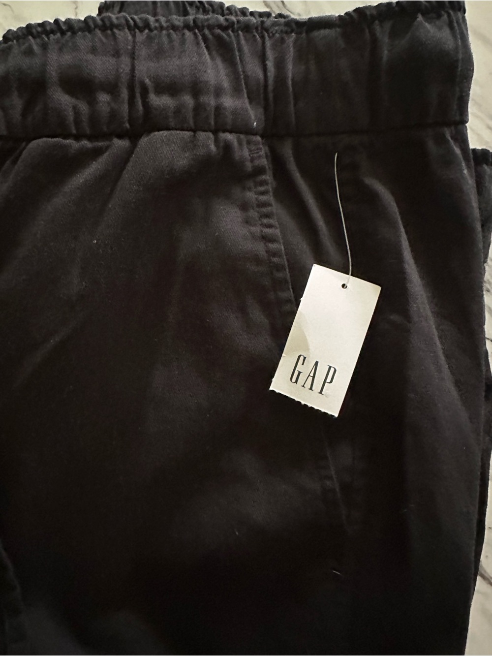 NWT Gap Easy Pants Womens Medium Tall Black Straight Leg Mid Rise Drawstring